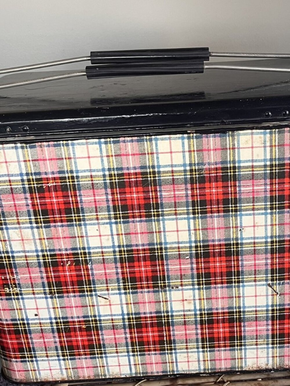 Vintage GSW Plaid Picnic Cooler Metal Ice Chest Tin 1950s MCM Canada - Picture 7 of 11